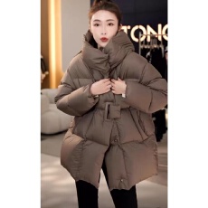 批发2025冬新款加厚连帽保暖中长款白鸭绒<b class='q'>羽绒服</b>女韩版面包服外套女潮