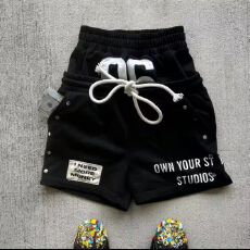 批发2026新款美式休闲宽松直筒黑色双裤头短裤爆款男女潮流五分裤子