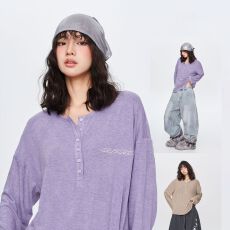 批发街舞极简爵士慵懒老钱风长袖<b class='q'>嘻哈</b>美式街头亨利领罩衫潮