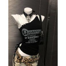 批发2026夏季新款打底衫女<b class='q'>街头</b>涂鸦风黑色印花背心多巴胺通勤甜美辣妹