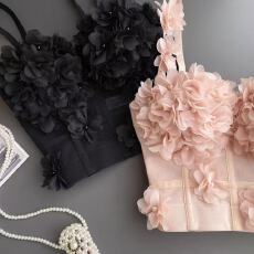 批发吊带<b class='q'>夏季</b>外穿内衣立体花朵吊带小香风胸罩纯欲风高级感宫廷风<b class='q'>文胸</b>