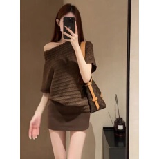 批发2026新款慵懒风<b class='q'>针织</b><b class='q'>套装</b>女早春显瘦穿搭复古温柔上衣高腰包臀短裙