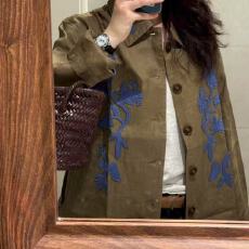 批发<b class='q'>男</b>女同款夹克外套美式复古撞色花卉刺绣开衫上衣秋季宽松百搭<b class='q'>衬衣</b>