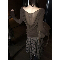 批发春装2026新款设计感小众<b class='q'>网纱</b>拼接长袖t恤辣妹纯欲性感修身<b class='q'>上衣</b>女