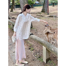 批发新中式轻国风套装女装早春季韩系清冷感穿搭禅意旗袍连衣裙两件套