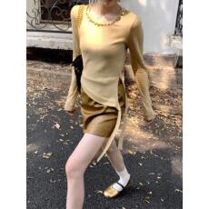 批发法式复古不规则圆领长袖T恤女春季<b class='q'>新款</b>设计感小众别致<b class='q'>打底衫</b>上衣