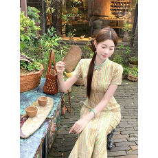 批发2026旗袍新中式国风气质复古旗袍<b class='q'>连衣裙</b>女春夏显瘦长裙改良旗袍