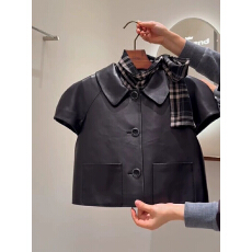 批发欧货PU皮夏季复古时髦黑色上衣翻领皮质<b class='q'>短款</b>外套个性百搭短袖韩版