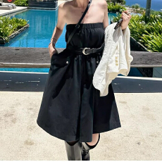 批发【罗萨<b class='q'>街头</b>】褶皱双版本三穿可调节裙裤女夏设计感阔腿七分裤