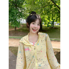 批发日系<b class='q'>甜美</b>风星星满印防晒衣外套女夏季新款轻薄户外防紫外线防晒服