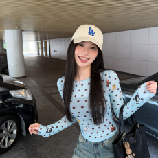 批发大码时尚波点<b class='q'>印花</b>透视网纱防晒衫女夏季新款百搭修身显瘦T恤上衣