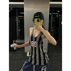 批发欧美风精棉美式复古辣妹风条纹吊带背心女修身百搭<b class='q'>时尚</b>显瘦上衣女