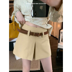 批发卡其色半身裙女2026夏季<b class='q'>新款</b>前开叉设计A字短裙通勤高腰显瘦裙裤