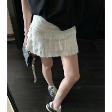 批发白色蕾丝蛋糕半身裙女夏季新款<b class='q'>百搭</b>高腰显瘦芭蕾风A字防走光短裙
