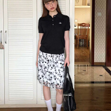 批发迷幻双层斜裁度假风中<b class='q'>长款</b><b class='q'>半身裙</b>气质时尚大码显瘦裙子新款波点