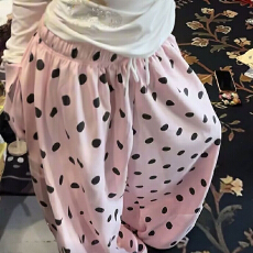 批发白色复古美式立体满印口袋<b class='q'>裤</b>女波点宽松阔腿运动<b class='q'>裤</b>子休闲<b class='q'>裤</b>