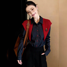 批发2026早秋新品牛仔披肩衬衫女复古设计感显瘦<b class='q'>通勤</b>日常简约长袖上衣