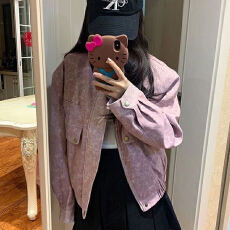 批发多巴胺<b class='q'>甜美</b>风撞色拼接棒球服外套女秋季韩版宽松百搭休闲夹克上衣