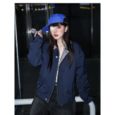 批发时尚秋季老钱风撞色格子拼接飞行服女款假两件长袖<b class='q'>外套</b><b class='q'>夹克</b><b class='q'>男</b>