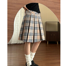 批发大码胖mm学院风格子<b class='q'>半身裙</b>女夏季梨型身材伯克利裙A字五分<b class='q'>百褶裙</b>