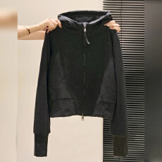 批发秋冬新款连帽卫衣开衫外套女<b class='q'>修身</b>显瘦短款双拉链德绒休闲保暖上衣