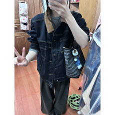 批发牛仔外套女新款2026春秋小个子宽松BF慵懒风拼接翻领工装夹克上衣