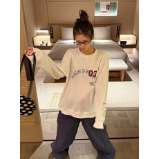 批发美式复古字母印花华夫格长袖卫衣女早秋新款时髦个性<b class='q'>街头</b>潮流上衣