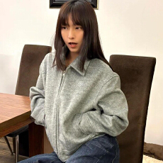 批发高级贵气感简约复古风翻领毛呢夹克女春秋新款百搭宽松短<b class='q'>上衣</b>外套