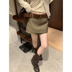批发咖色高腰a字半身裙裤女2026秋季新款小个子防走光设计<b class='q'>短</b>裙子女