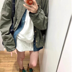 批发美式复古军绿色工装夹克外套女秋季设计感宽松<b class='q'>休闲</b>外穿百搭上衣潮