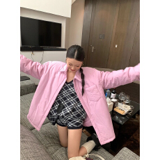 批发衬衫款棉衣<b class='q'>外套</b>女秋冬2026年新款宽松百搭中长款棉服