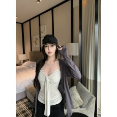 批发Wuu2sweet吴太甜 <b class='q'>街头</b>漫步 蝴蝶结裹胸吊带开衫上衣女夏背心套装