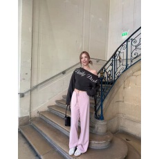 批发DailyDash女团私服深灰色字母印花斜肩卫衣+抽绳<b class='q'>休闲</b>裤