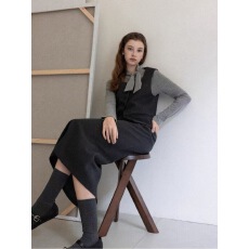 批发羊城故事 韩系针织长袖t恤马甲套装女秋冬新款<b class='q'>高腰</b><b class='q'>半身裙</b>三件套