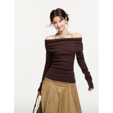 批发谢不肉 一字肩修身红色<b class='q'>T</b><b class='q'>恤</b>女冬季韩系半高领内搭无袖网纱背心套装