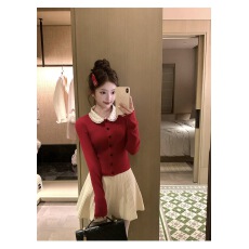 批发Acaine12/9 20:00 95折款日系甜心 系带毛领波点针织内搭