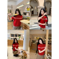 批发Pinksoya复古费尔岛提花红色短袖毛衣女秋冬新款减龄显瘦针织上衣