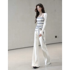 批发Bulletnini加厚保暖抓绒<b class='q'>条纹</b>运动上衣紧身套装长袖飘带长裤冬季女