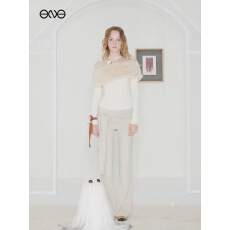 批发宋智雅<b class='q'>明星</b><b class='q'>同款</b>Effet de Soleil毛领一字肩上衣女装STAYC女团