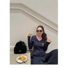 批发NanaByNana宝藏KE罗心磨毛V领撞色印花<b class='q'>T</b><b class='q'>恤</b>女春季收腰<b class='q'>长袖</b>上衣