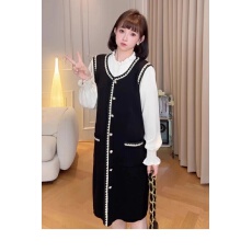 批发2025小香秋季款超好看打底衫长袖假两件<b class='q'>职业</b>针织<b class='q'>连衣裙</b>