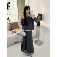 批发2025<b class='q'>秋</b>冬新款韩版针织时尚宽松版孕妇两件套装裤腰松紧可以调节