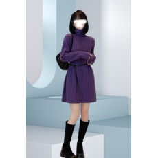 批发秋冬新款韩版高领毛衣内搭<b class='q'>连衣裙</b>休闲慵懒风腰带收腰针织<b class='q'>打底裙</b>