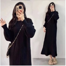 批发秋冬新款大码打底衫微胖孕妈妈显瘦内搭针织<b class='q'>连衣裙</b>