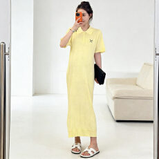批发孕妈妈时尚韩版针织连衣裙2026夏款休闲翻领<b class='q'>宽松</b>时尚洋气裙