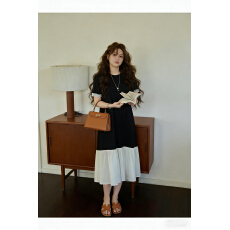 批发孕妈妈时尚蕾丝拼接韩版连衣裙2026夏款休闲圆领<b class='q'>宽松</b>时尚洋气裙