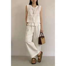 批发2026夏季新品天丝<b class='q'>亚麻</b>混纺冰麻感显瘦舒适时尚套装