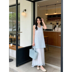 批发孕妇装大码bei背心<b class='q'>连衣裙</b>夏季宽松遮肚网纱拼接长裙微胖MM气质裙