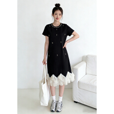 批发2026夏季拼接荷叶边短袖连衣裙时尚设计感休闲<b class='q'>孕妇</b><b class='q'>连衣裙</b>