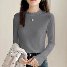 批发双面德绒打底衫女内搭长袖T恤2025秋冬季修身显瘦纯色小立领上衣